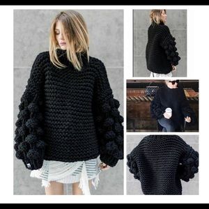 NEW GORGEOUS Black bubble sleeve sweater.
